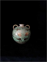 Green Nippon hand painted vase