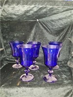 Set of 5 Cobalt blue glasses