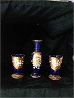 Cobalt blue with gold enamel ware vase and