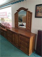 Dixie dresser and mirror with 9 drawers approx