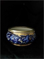 Gold and blue colored porcelain bowl