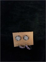 Michael kors earrings and purple rhinestone