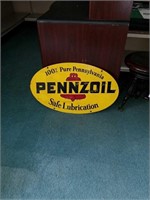Double sided 1973 Pennzoil advertising sign