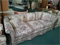 3 cushion couch with bird and floral design