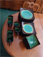 Nice set of green and black dishes