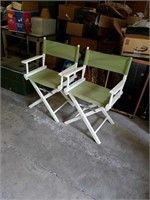 Pair of green directors chairs