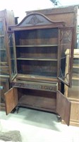 Antique China Cabinet With Wood Shelves 75x35x14