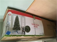 7.5 ft slim virgina pine xmas tree w/lights