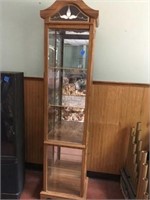 76" tall curior cabinet, glass shelves