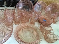 Assorted pink glass