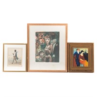 Edouard Goerg lithograph and two other artworks