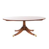 Georgian style banded mahogany oval coffee table