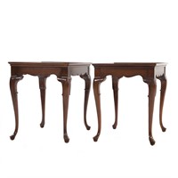 Pair of Queen Anne style mahogany side tables