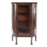Late Victorian oak & glass panel china cabinet