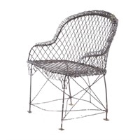 French painted wirework patio settee