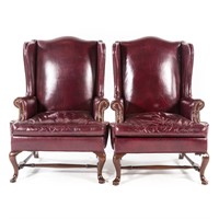 Pair of Hickory Chair Queen Anne style wing chairs