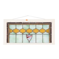 Stained and leaded glass transom window