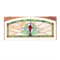 Stained and leaded glass transom window