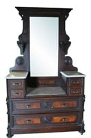 Antique Victorian Marble Top Dresser 76" High