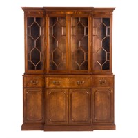 George III style mahogany & glass panel breakfront