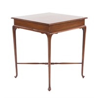 Queen Anne style banded mahogany tea table