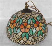 HANGING LEADED GLASS TABLE LAMP W/