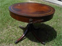 ROUND DROP LEAF STYLE LAMP TABLE W/ DRAWER,