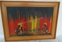 FRAMED OIL PAINTING  OF AFRICAN