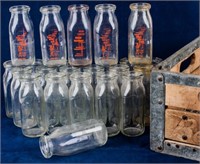 Vintage 1955 Borden's Milk Bottle Crate Wood Metal