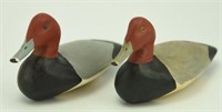 Lot #98 (2) Carved ¼ size Redhead drakes by R.