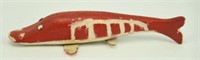 Lot #83 Carved folk art fish decoy red painted