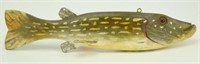 Lot #73 Carved Pike fish decoy by Famed fish