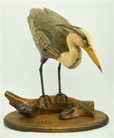 Lot #38 Carved Great Blue Heron on driftwood