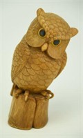 Lot #35 Very Unique carved Screech Owl on