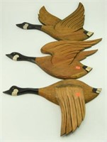 Lot #18 (3) Carved flying Canada Geese by