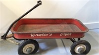 Vintage Wrigley's Flyer red metal wagon. 35" x