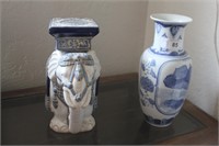 Porcelain elephant and vase