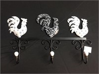 Rooster coat hook rack