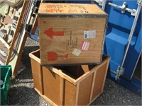 TWO WOOD CRATES SEA CONTAINER BOXES