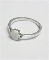 28E- Sterling silver opal & CZ ring $150