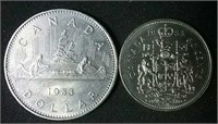 1983 Canada Dollar & Half Dollar Coins Lot