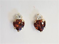 1E- 10k garnet & cubic zirconia earrings $150