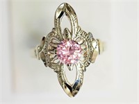20E- Sterling silver pink cubic zirconia ring $60