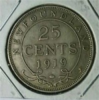 1919C EF40 1919 NFLD Silver quarter