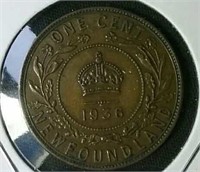 1936 EF NFLD one cent coin