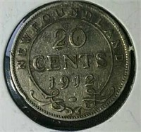 1912 VG NFLD silver 20 cent coin