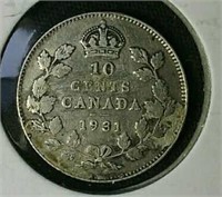 1931 Canada silver dime