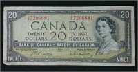 1954 Canada $20 Bill #2 -Beattie & Rasminsky