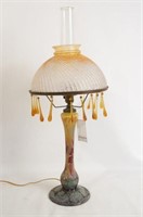 Rare art glass kerosene lamp - electrified