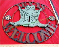 Texas Welcome Metal Round Plaque